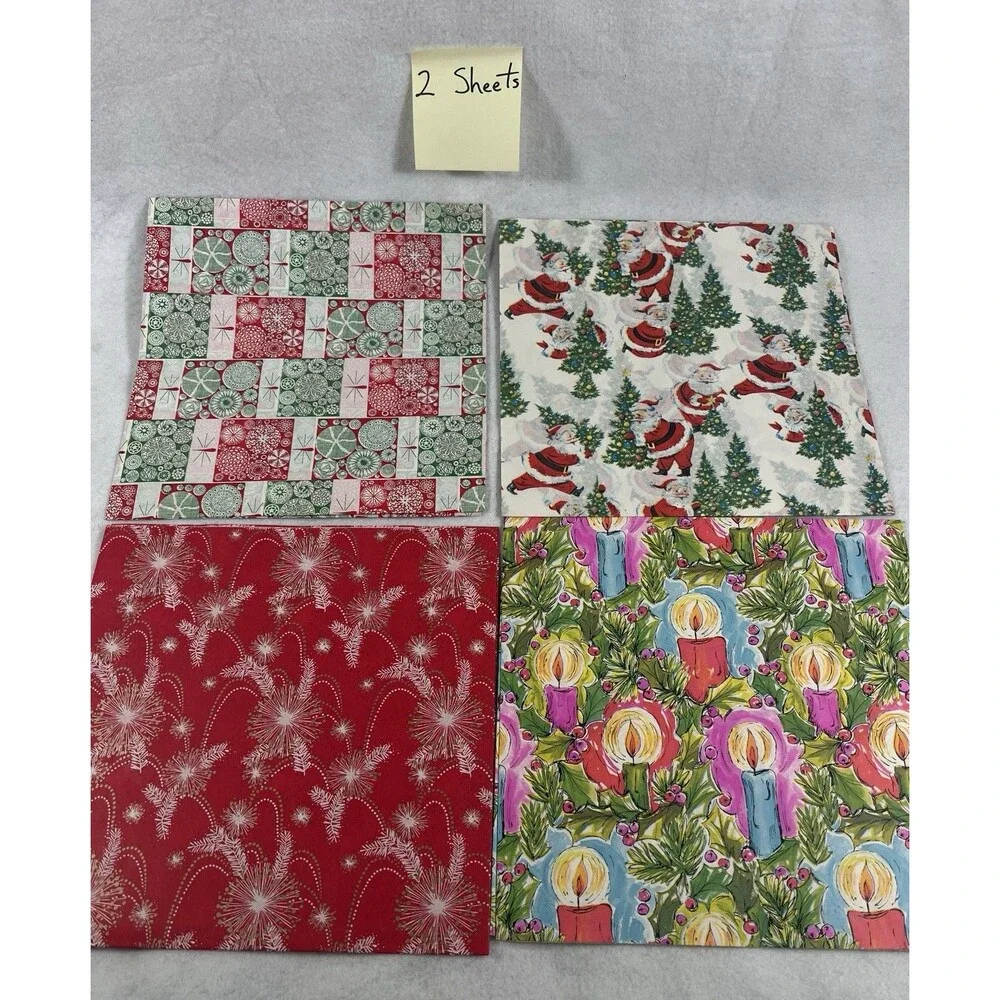 Vintage Folded Wrapping Paper Christmas Designs Lot of 36 Sheets in Original Box